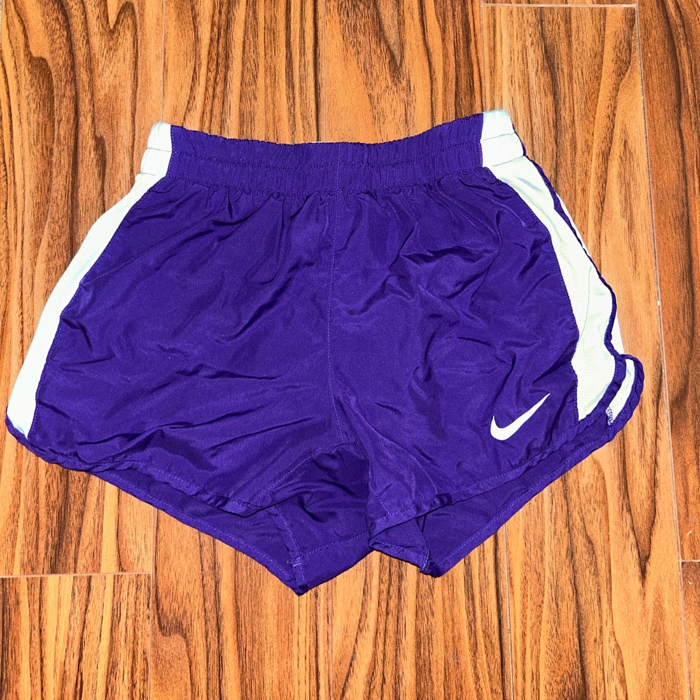 Nike Women's Purple and White Athletic Shorts